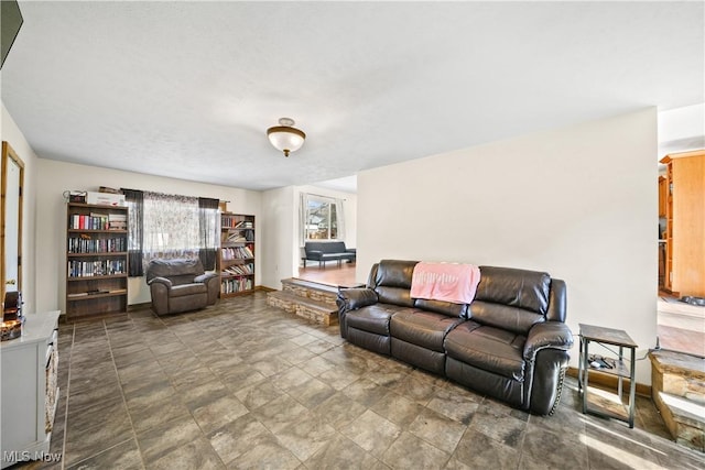 living area with baseboards