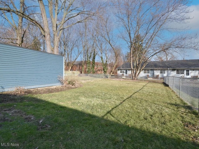 view of yard featuring a fenced backyard