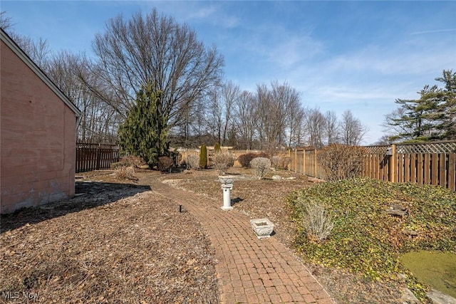 view of yard featuring a fenced backyard