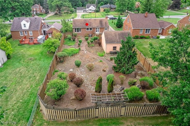 aerial view featuring a residential view