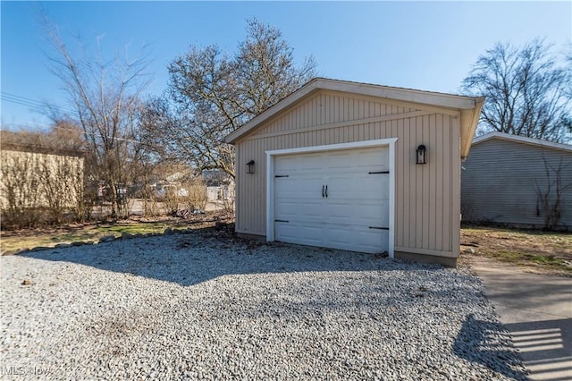 view of detached garage