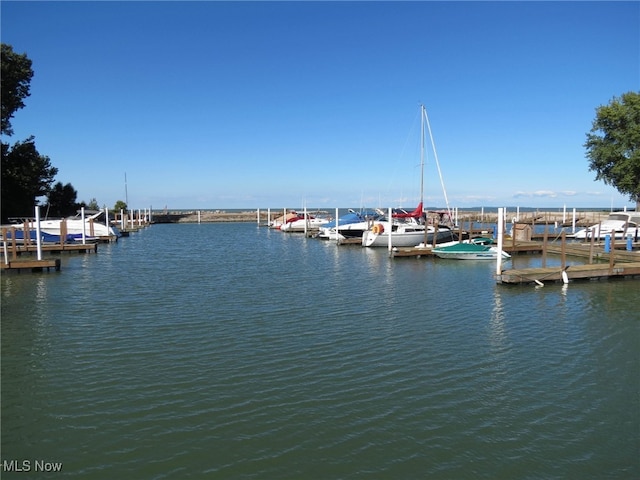 property view of water featuring a floating dock