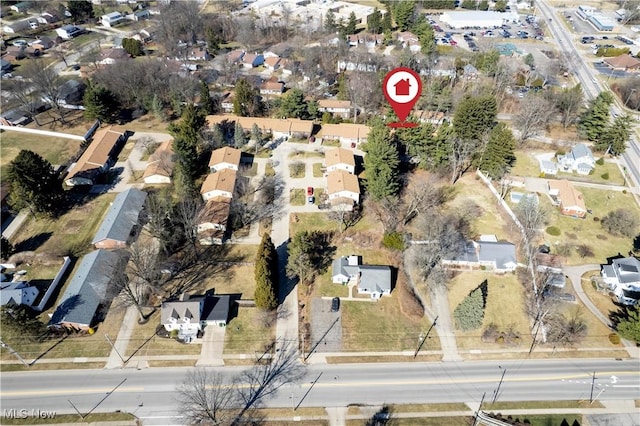 bird's eye view featuring a residential view