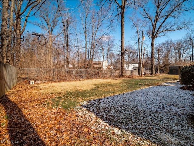 view of yard featuring a fenced backyard