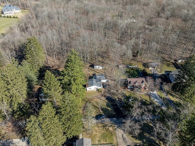 drone / aerial view with a forest view