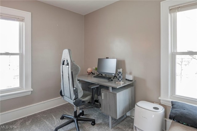 home office featuring carpet floors