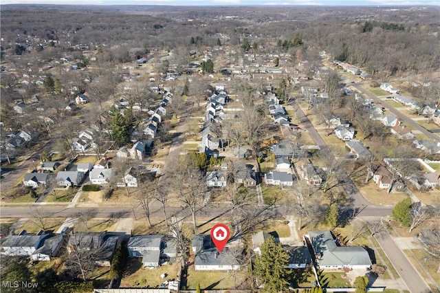 bird's eye view with a residential view