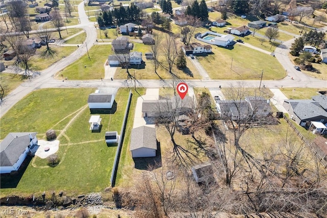 bird's eye view with a residential view