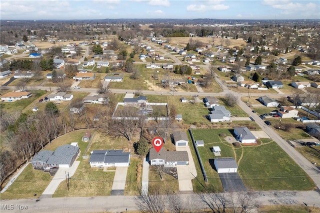 drone / aerial view with a residential view