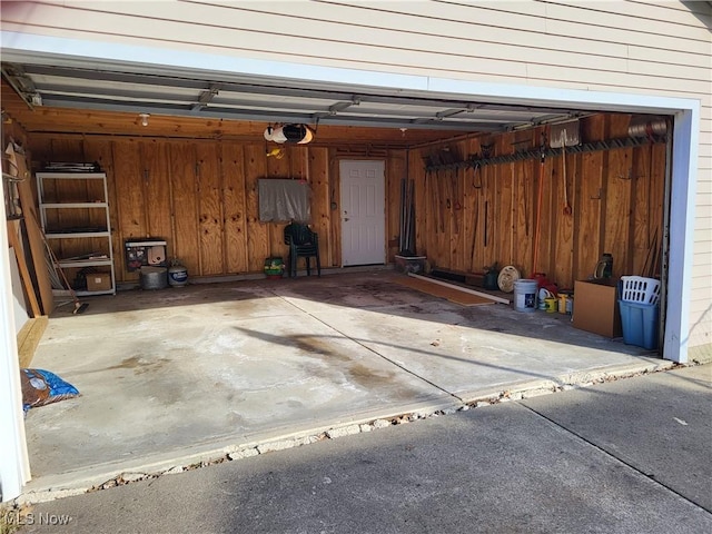 garage with a garage door opener