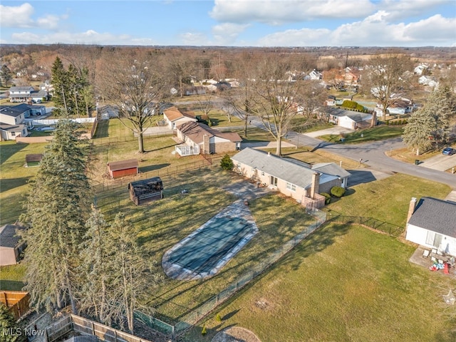 aerial view with a residential view