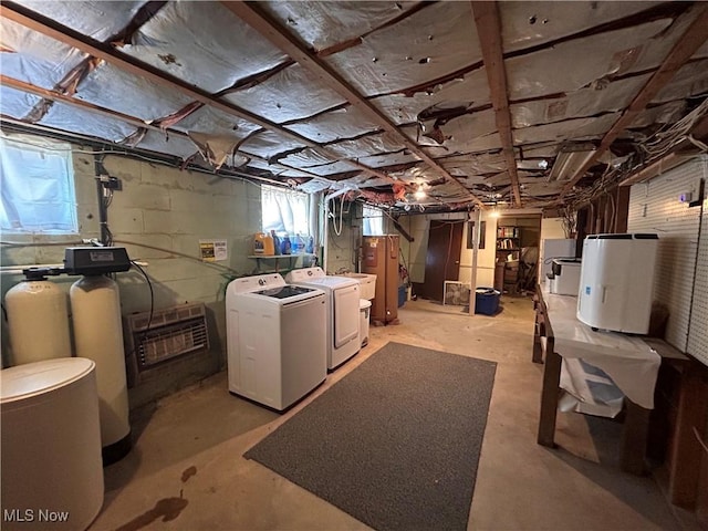 below grade area featuring independent washer and dryer