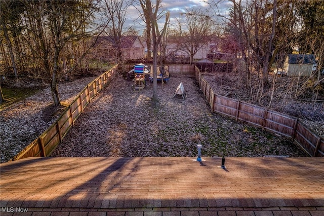 view of yard featuring a fenced backyard