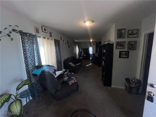 living area with carpet floors