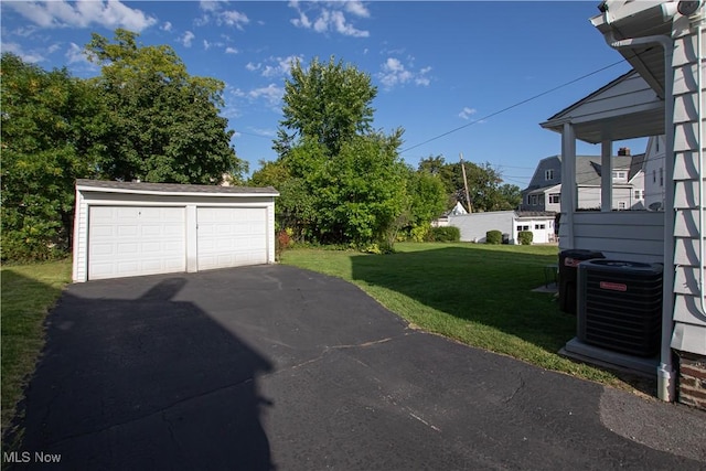 detached garage with central air condition unit