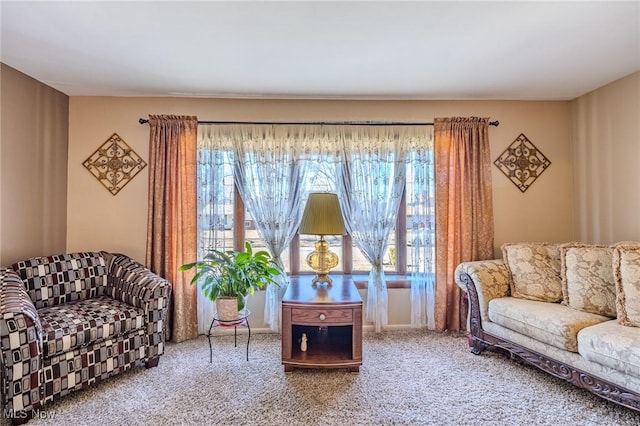 living room with carpet flooring