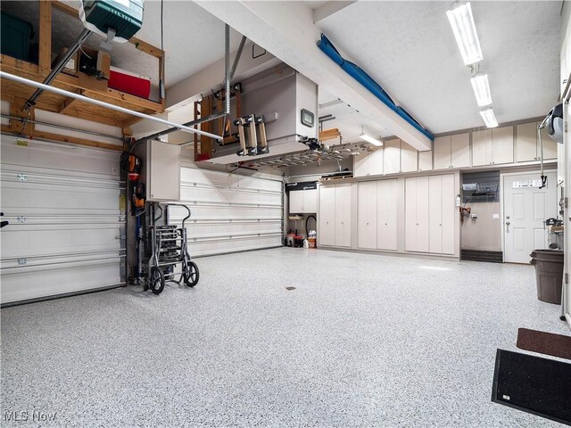 garage with a garage door opener