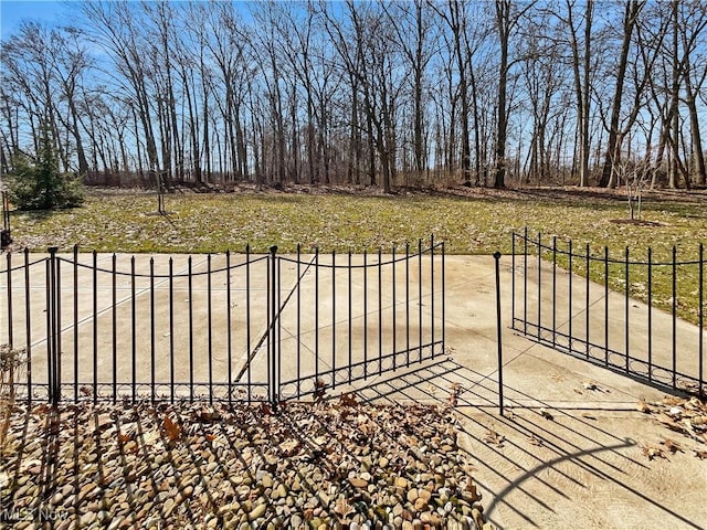 view of yard with fence and a gate