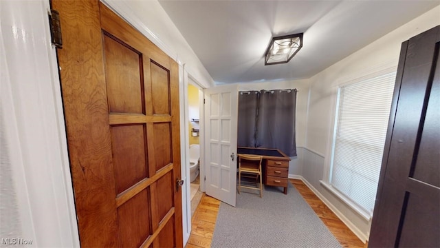 home office featuring light wood-type flooring