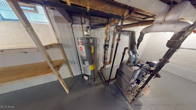 utility room with water heater