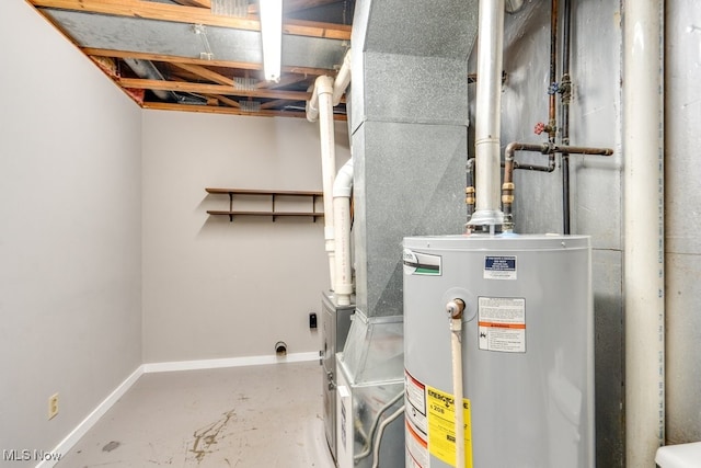 utility room with gas water heater