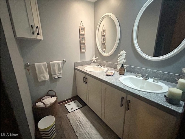 bathroom featuring a sink and double vanity