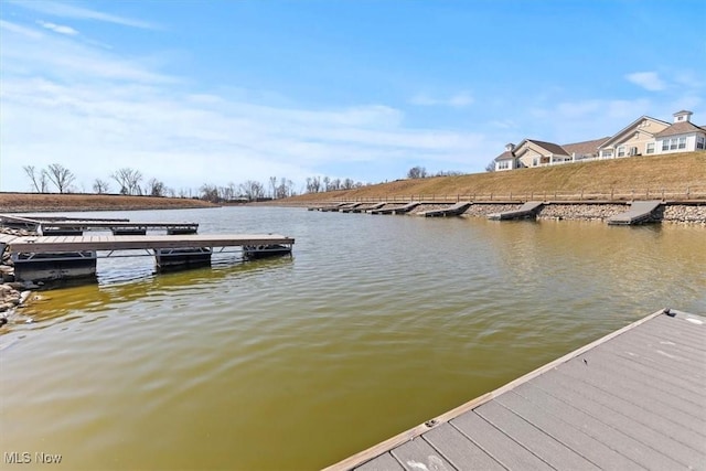 dock area featuring a water view