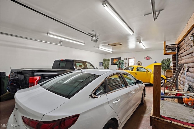 garage with a garage door opener