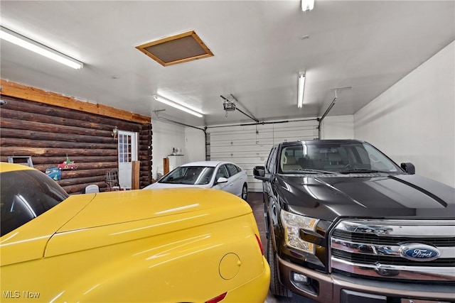 garage with a garage door opener