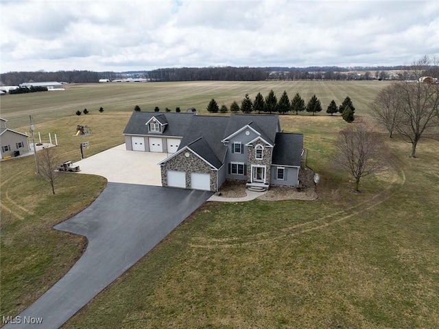 aerial view with a rural view