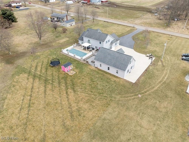 aerial view with a rural view