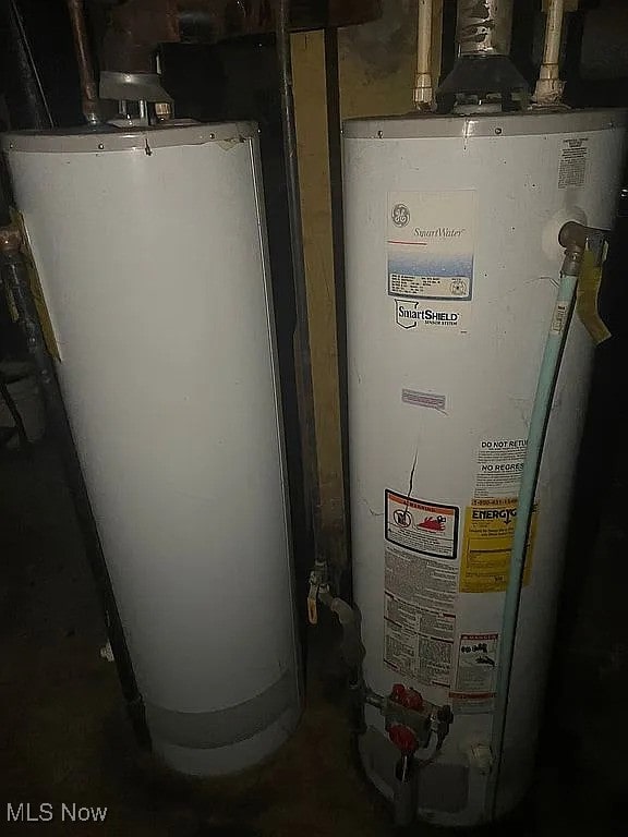 utility room featuring water heater