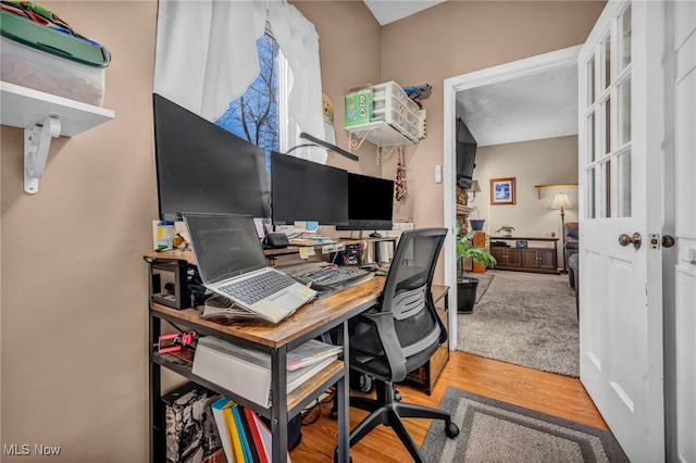 office space featuring wood finished floors