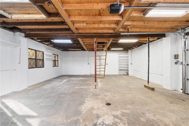 garage with a garage door opener