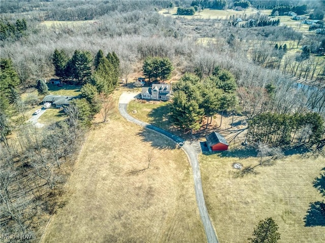 aerial view with a rural view