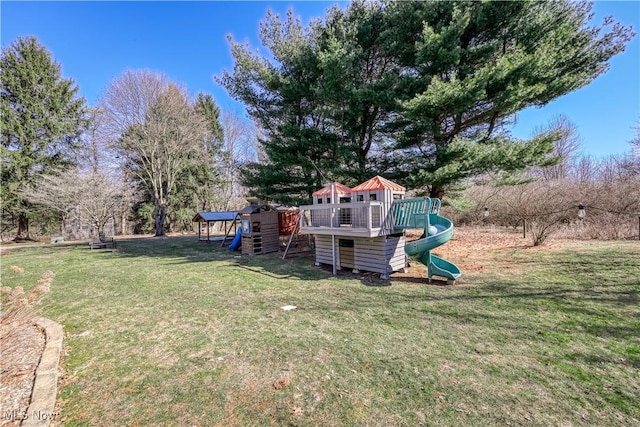 view of yard with a playground