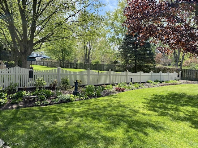 view of yard featuring a fenced front yard