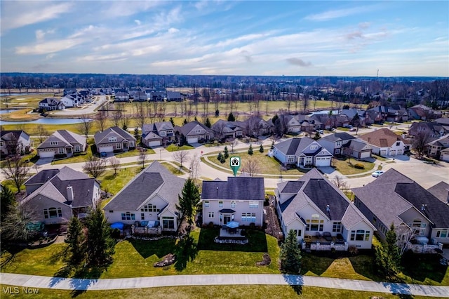 aerial view with a residential view