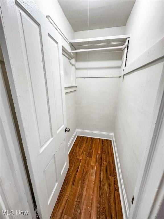 spacious closet with wood finished floors