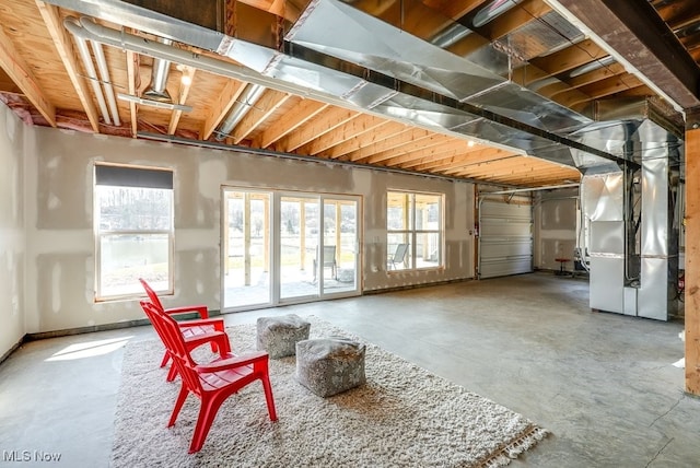 basement featuring heating unit