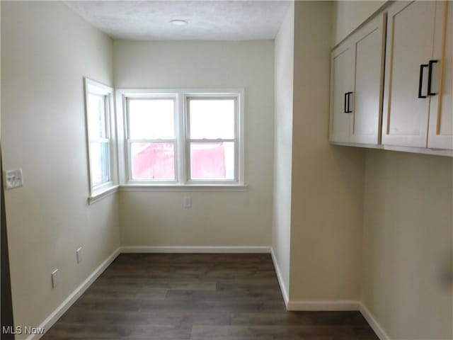 washroom featuring baseboards and dark wood-style flooring