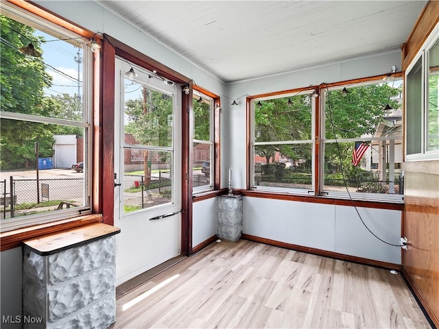 view of unfurnished sunroom