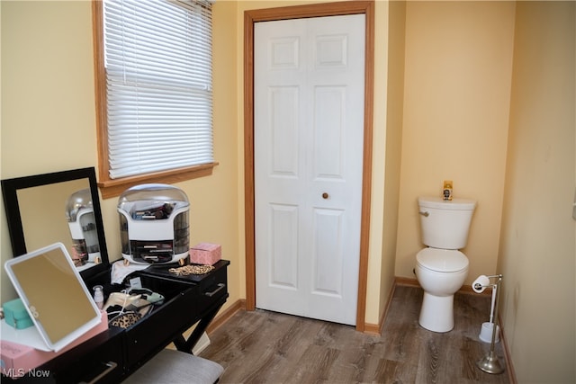 office featuring wood finished floors and baseboards