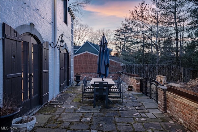 view of patio featuring outdoor dining area