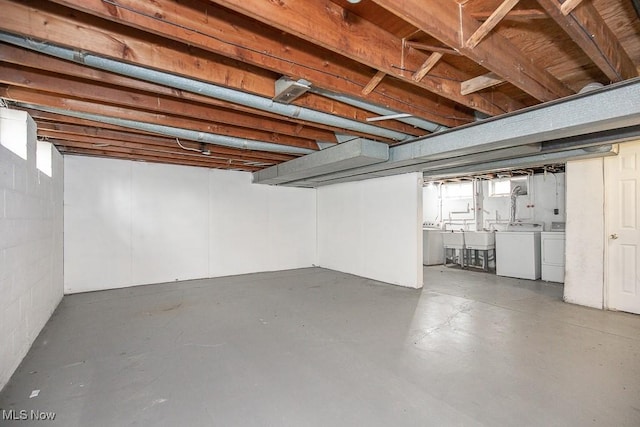 basement with independent washer and dryer