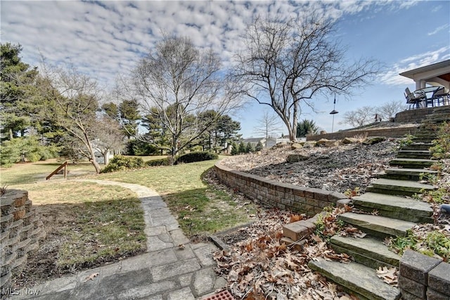 view of yard with stairway