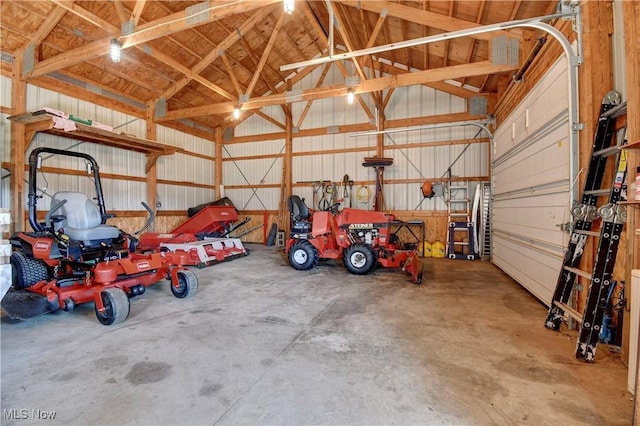 garage with metal wall