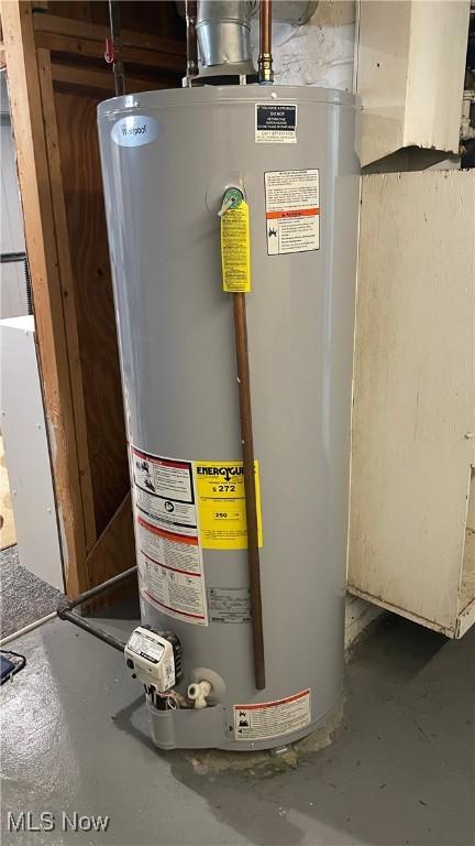 utility room featuring water heater