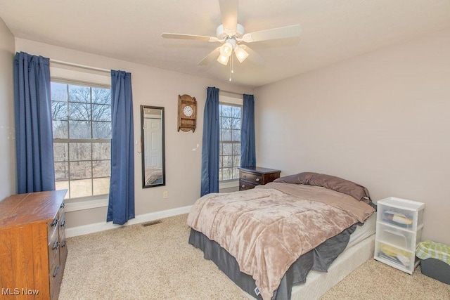 6603 Congress Rd, Spencer, OH 44275 - bedroom featuring carpet floors, baseboards, multiple windows, and a ceiling fan