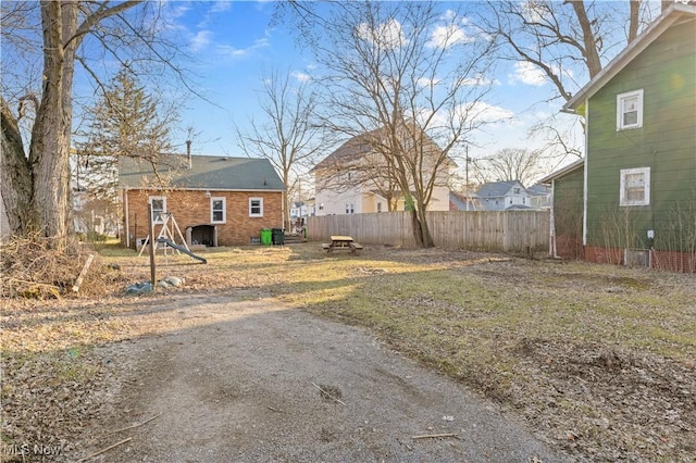 view of yard featuring fence